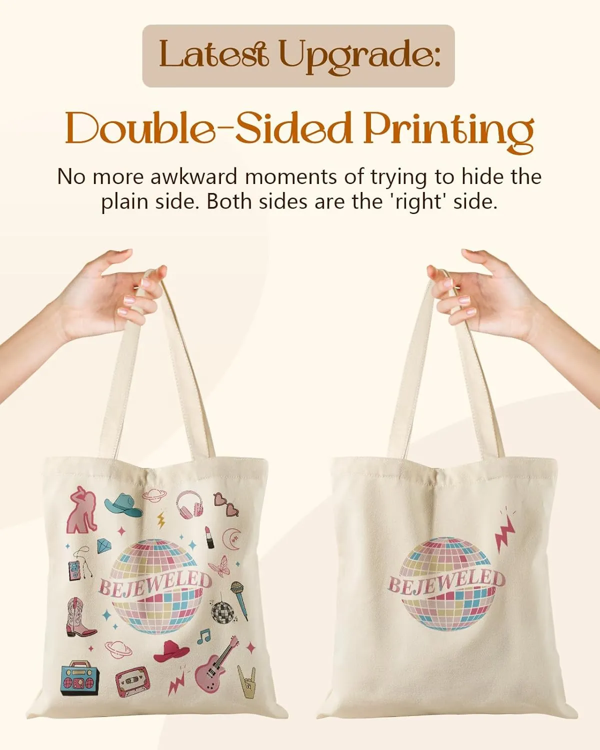 Aesthetic Tote Bag - with Magnetic Buckle and Zipper Inner Pocket for Women Lady Cloth Cotton Tote Bag
