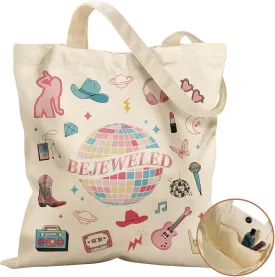 Aesthetic Tote Bag - with Magnetic Buckle and Zipper Inner Pocket for Women Lady Cloth Cotton Tote Bag