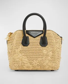 Antigona Mini Top-Handle Bag with Flower Embroidery