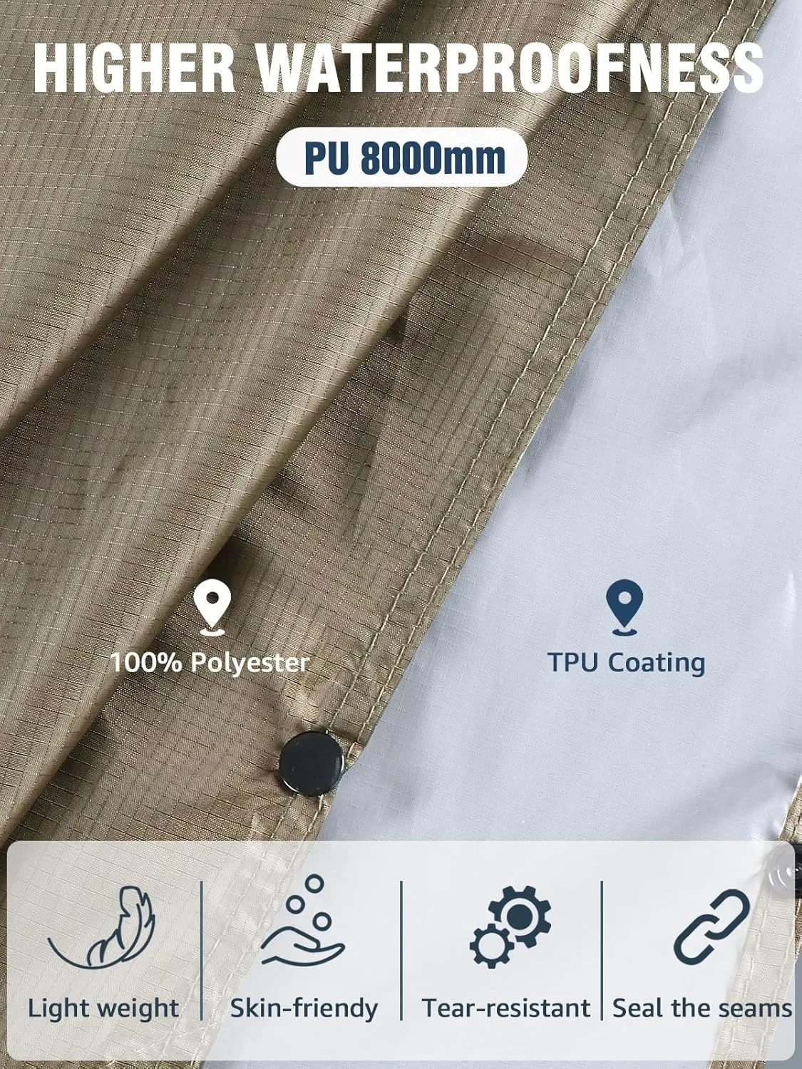 ANYOO Hooded Rain Poncho for Adults Waterproof Lightweight Rain Coat for Men Women Reusable Rain Jacket for Emergency Outdoor