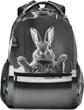 Backpack Bunny Bathtub Funny for School Boys Girls Laptop Travel Backpack Book Bag Daypack 11.4 16 In M