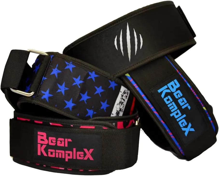 Bear KompleX 4" Straight Weightlifting Belt for at-Home Powerlifting, Squats, Weight Training and More. Low Profile with Super Firm Back for Maximum Stability & Exceptional Comfort