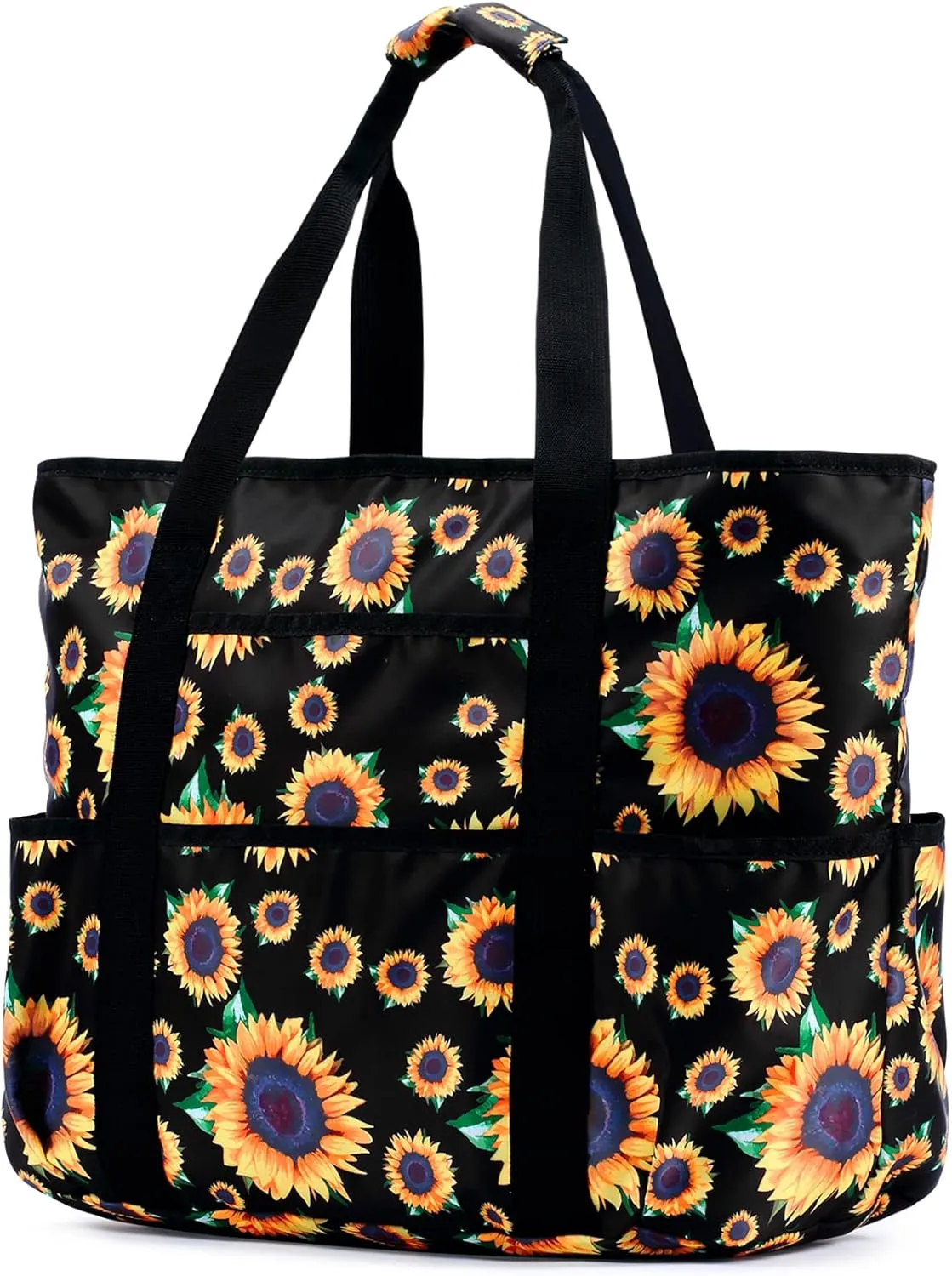 Becokan Beach Bags for Women Large Beach Tote Bag with Zipper Pockets Beach Bag Waterproof Sandproof Travel Nurse Tote Bag