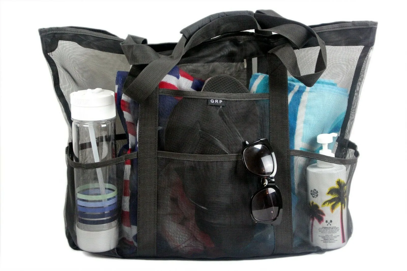 Black & White Oversized Mesh Tote Beach Bag