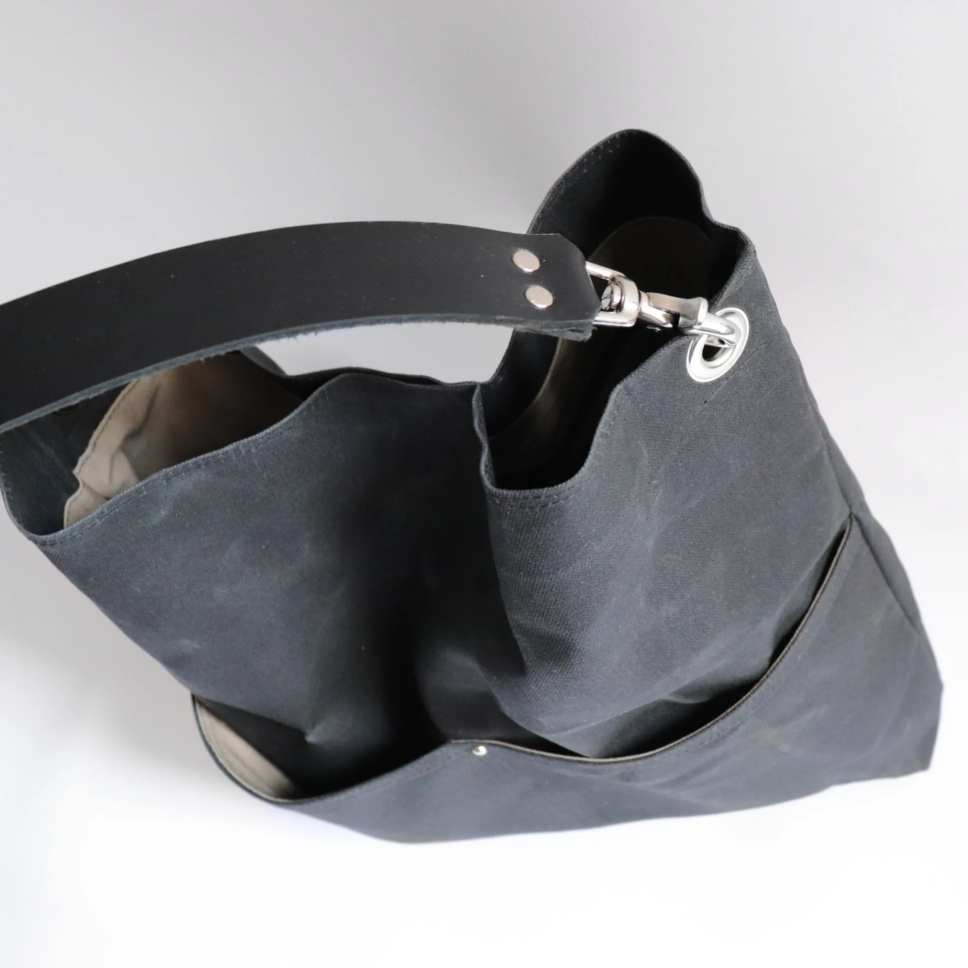 Black Waxed Canvas Shoulder Bag