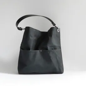 Black Waxed Canvas Shoulder Bag
