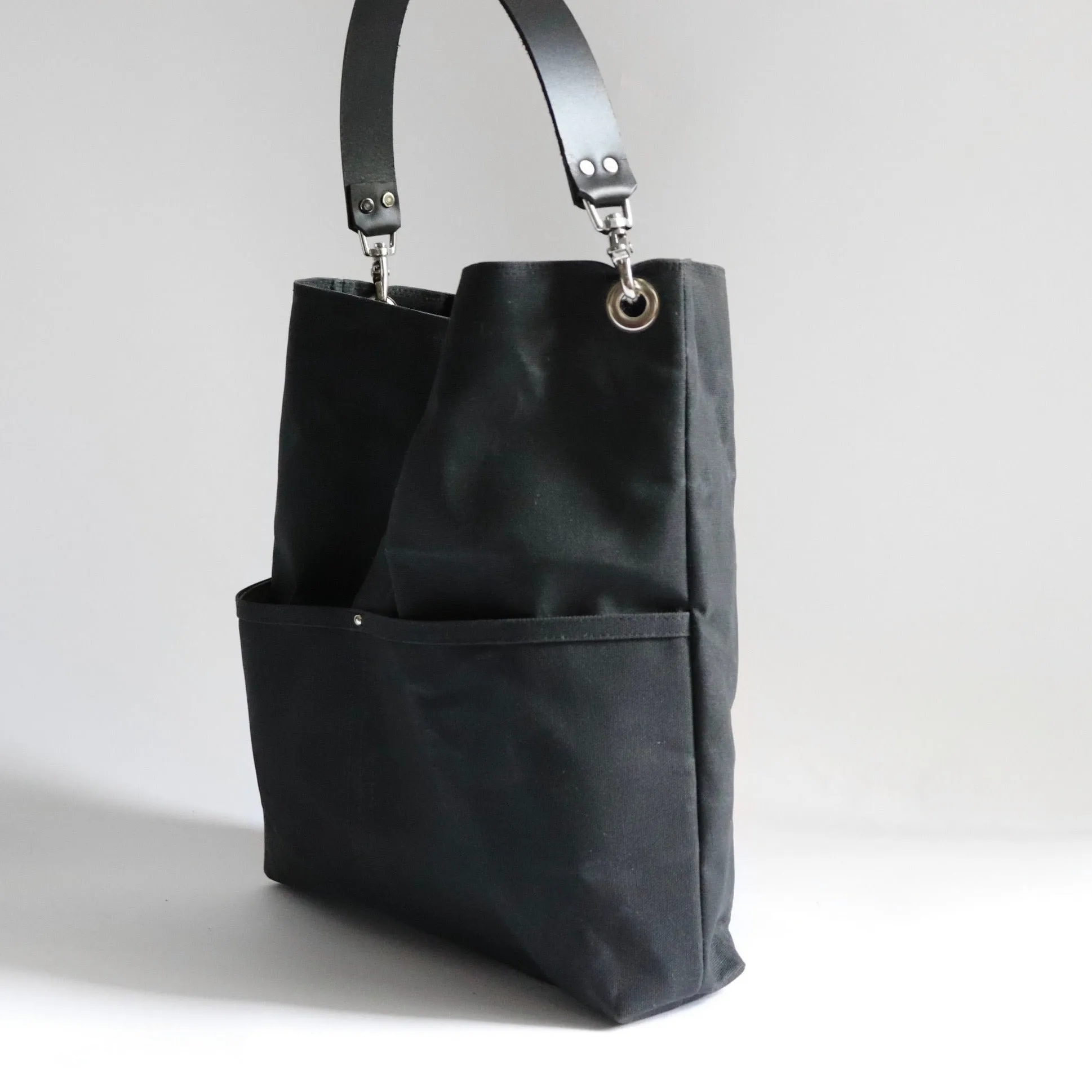 Black Waxed Canvas Shoulder Bag