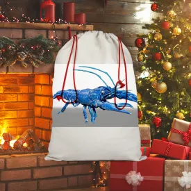 Blue Crawfish Sublimation Linen Drawstring Sack