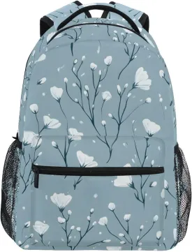 Bookbags Laptop Backpack for High School Bag Boys Girls Haze Blue Flowers Travel College Teens Student Casual Shoulder Daypack