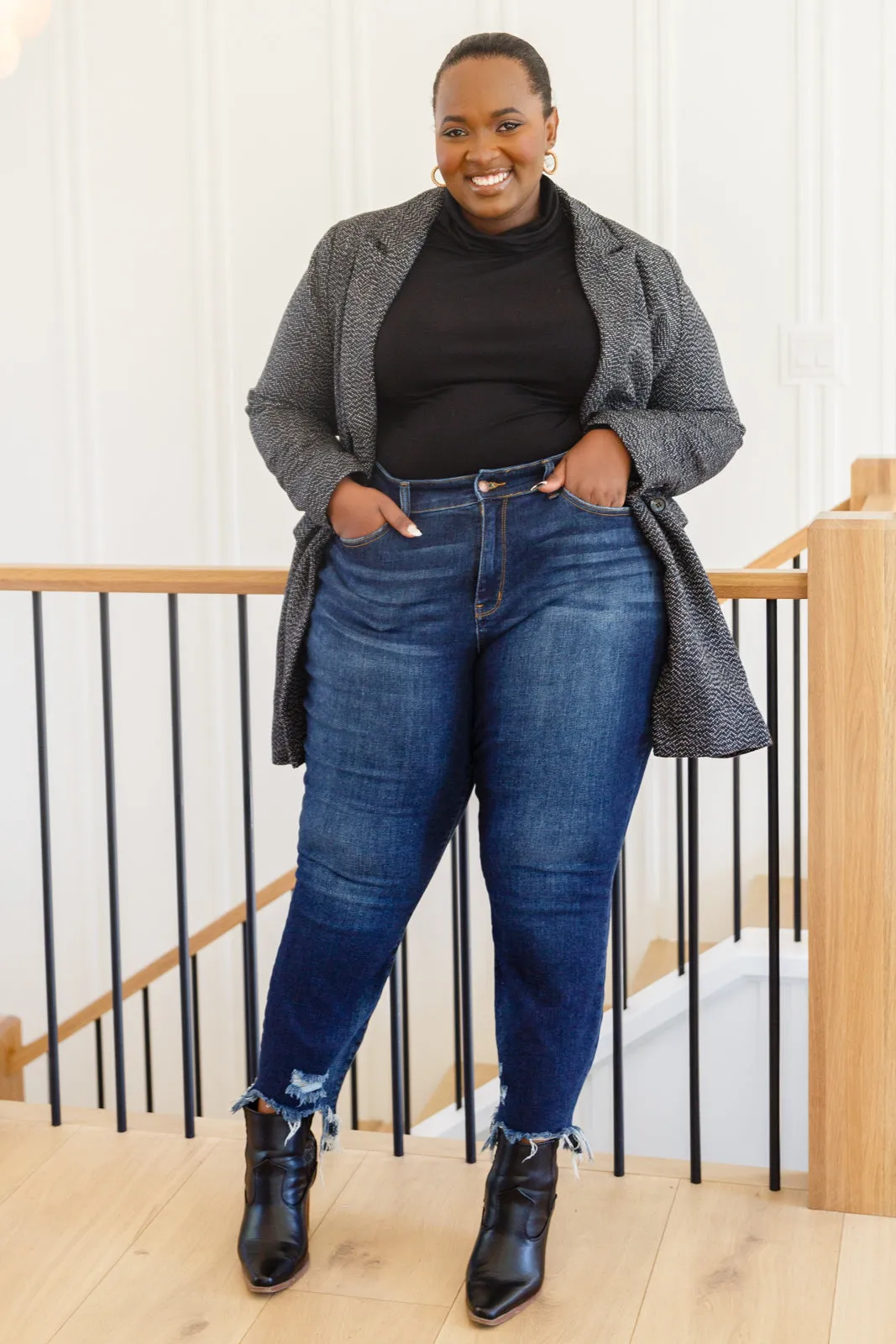 Button Down Blazer Jacket In Black