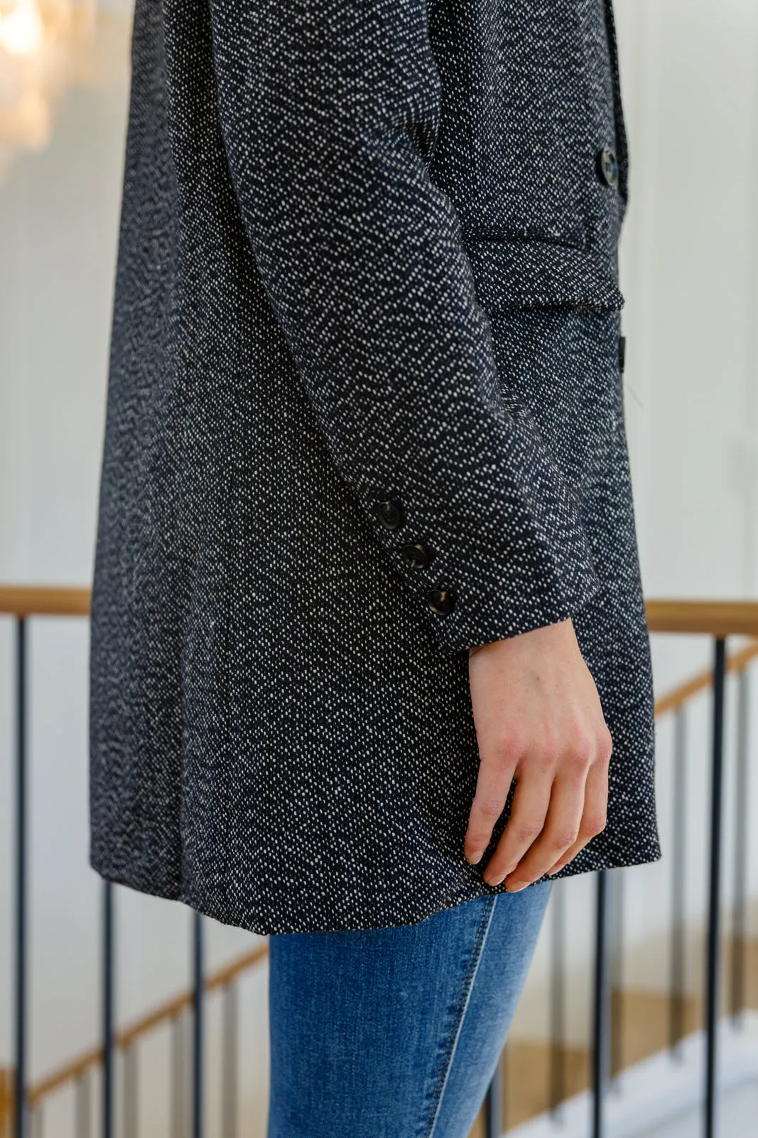 Button Down Blazer Jacket In Black