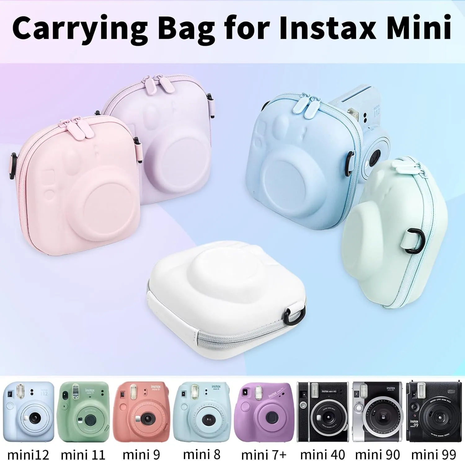 Camera Protective Case for Instax Mini Camera, Hard Carrying Case EVA Storage Protective Bag with Shoulder Strap for Fuji Mini 99/90/40/EVO/12/11/10/9/8/7  Instant Camera, Green