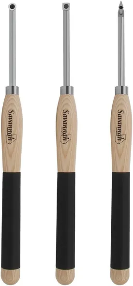 Carbide Turning Tool Large Size (3 Piece Set - All 3 Turning Tools) Includes Diamond Shape, Round and Square Turning Tools With Comfort Grip Handles