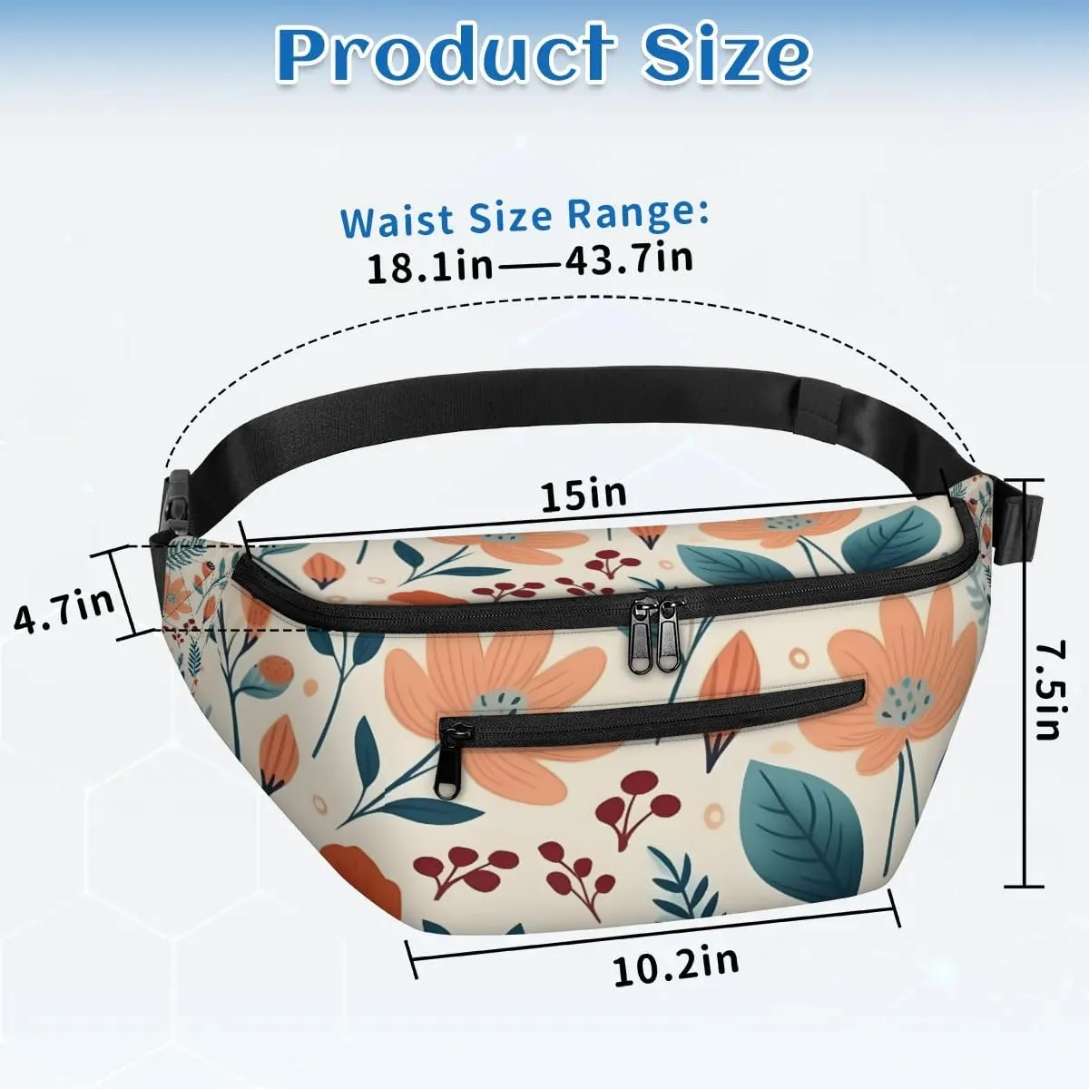 Cartoon Flowers Sling Bag Crossbody Backpack Chest Daypack for Women Sport Travel Hiking Casual Bag Multipurpose Waist Pack With Zipper Closure Adjustable Strap Shoulder Bag