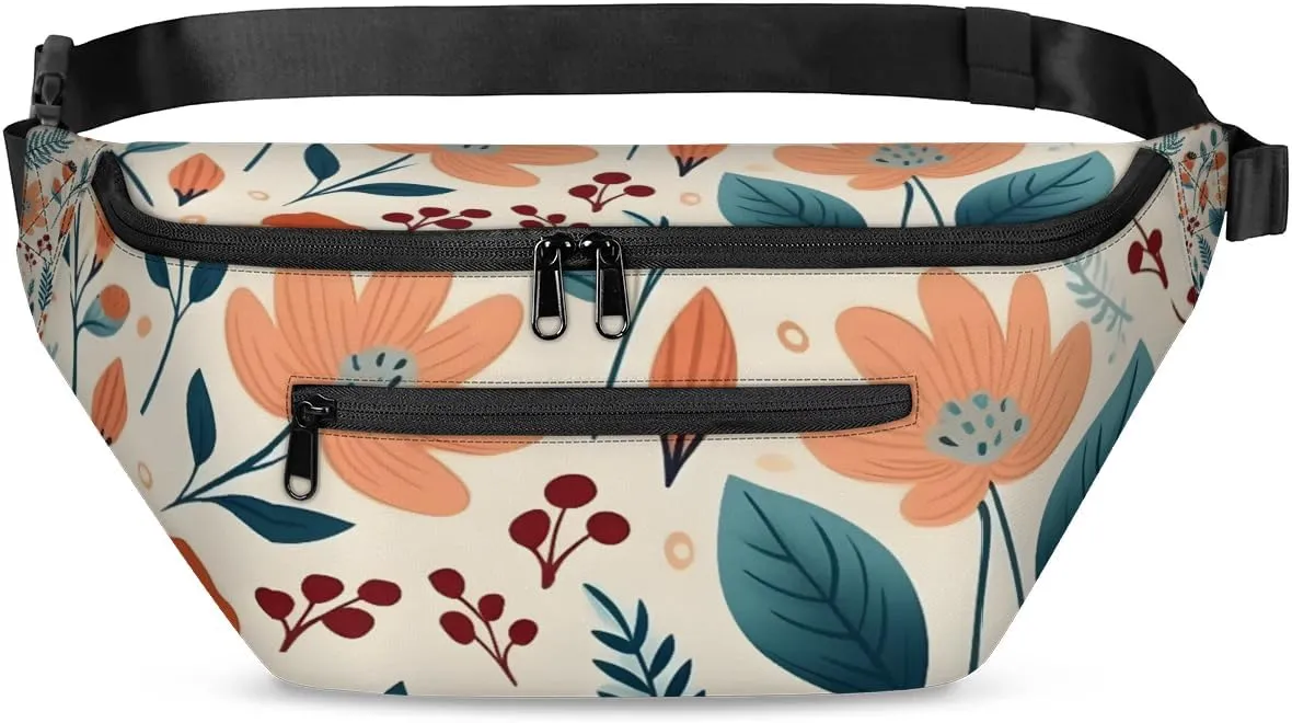 Cartoon Flowers Sling Bag Crossbody Backpack Chest Daypack for Women Sport Travel Hiking Casual Bag Multipurpose Waist Pack With Zipper Closure Adjustable Strap Shoulder Bag