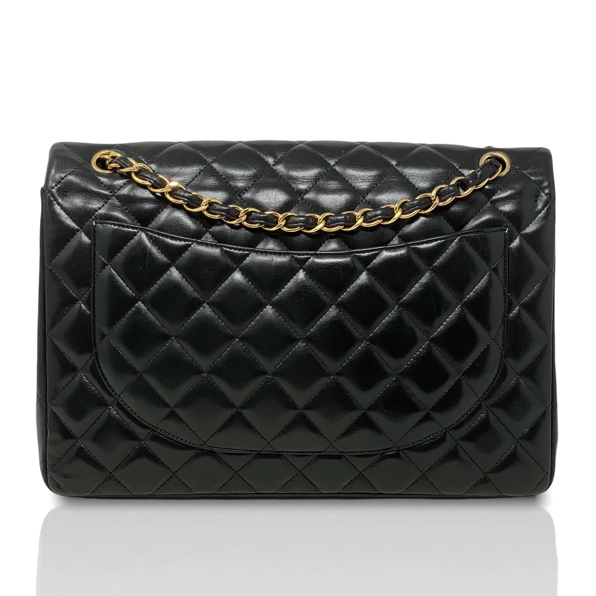 Chanel Black Lambskin Maxi Classic Flap