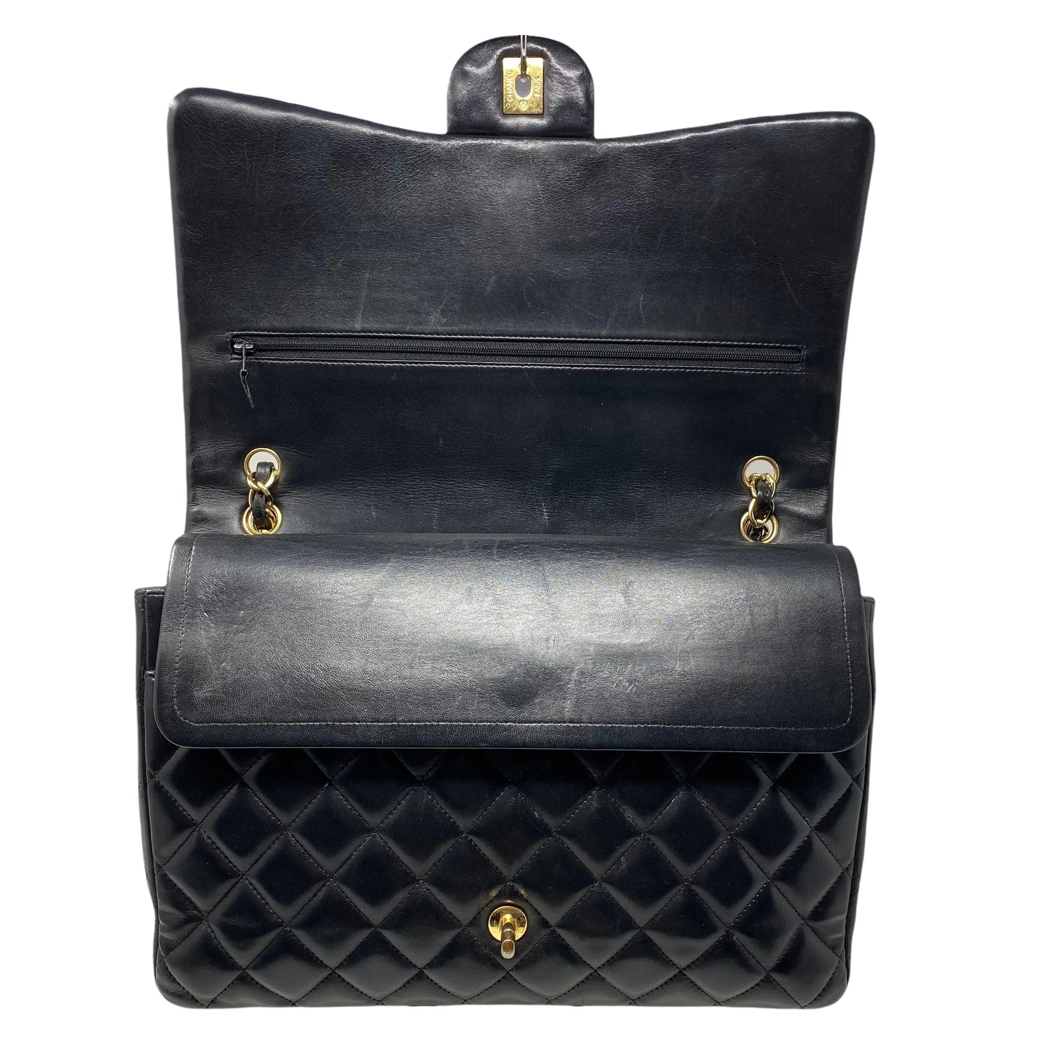 Chanel Black Lambskin Maxi Classic Flap