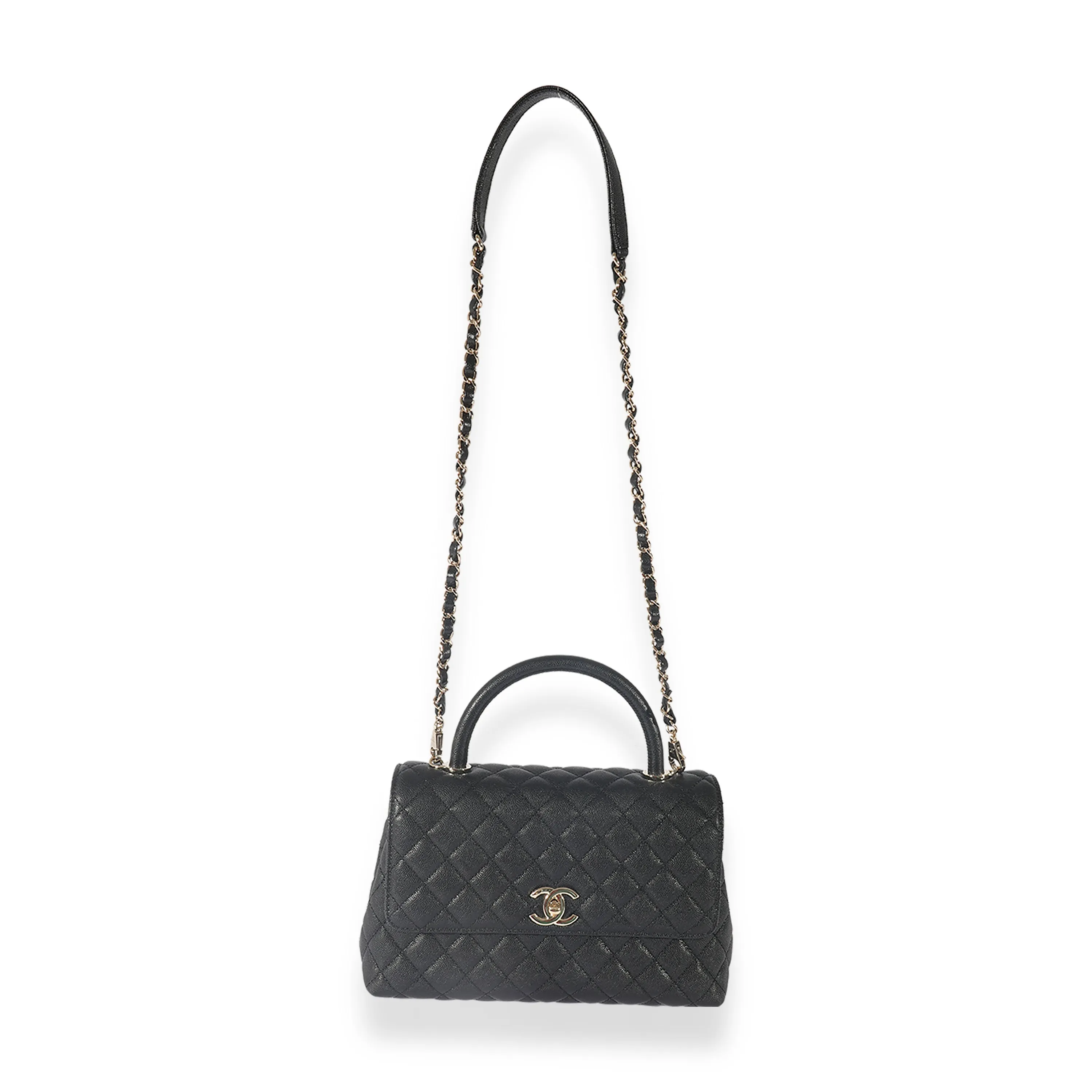 Chanel Black Quilted Caviar Medium Coco Top Handle Bag