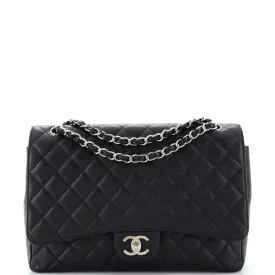 CHANEL Classic Double Flap Bag Quilted Caviar Maxi