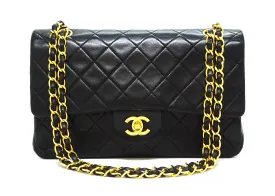 Chanel Vintage Black Lambskin Medium Classic Double Flap