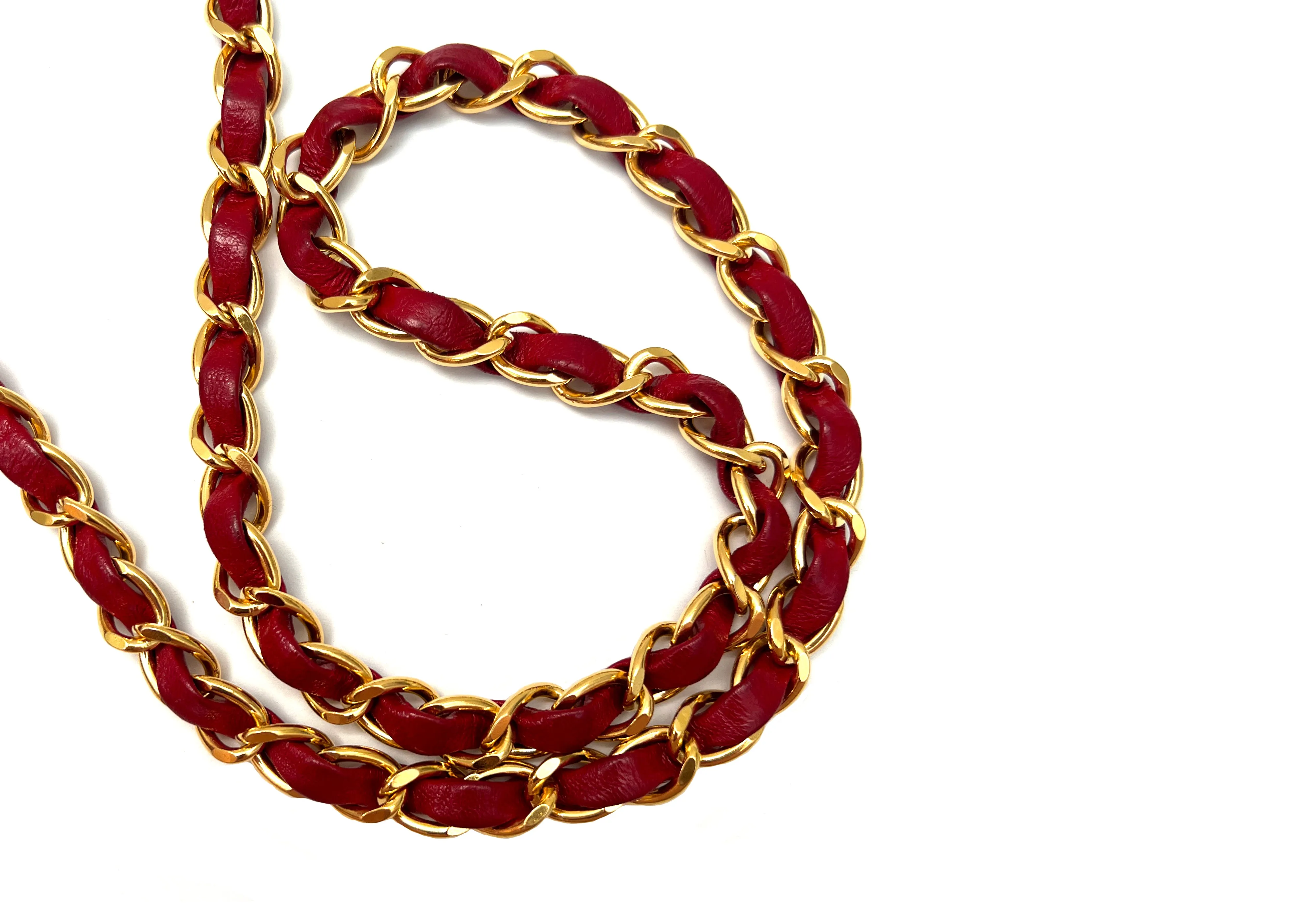 Chanel Vintage Rare Red Lambskin Boarder Flap