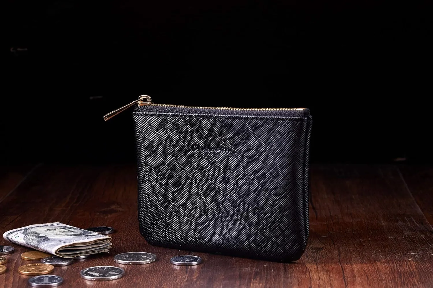 Chelmon Vegan Leather Coin Purse Pouch Change Purse With Zipper For Men Women