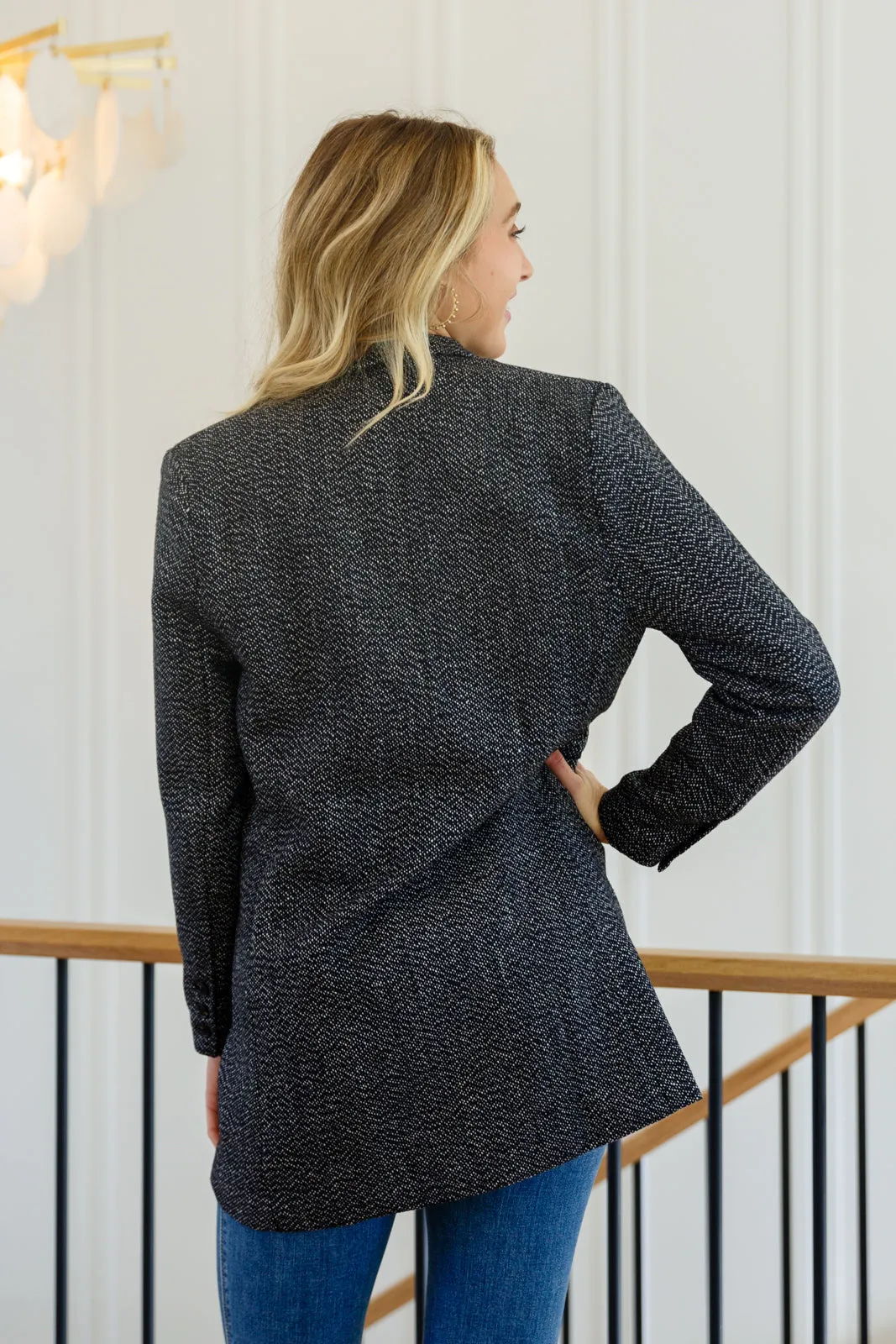 Chic Upon Arrival Button Down Blazer Jacket In Black BF35