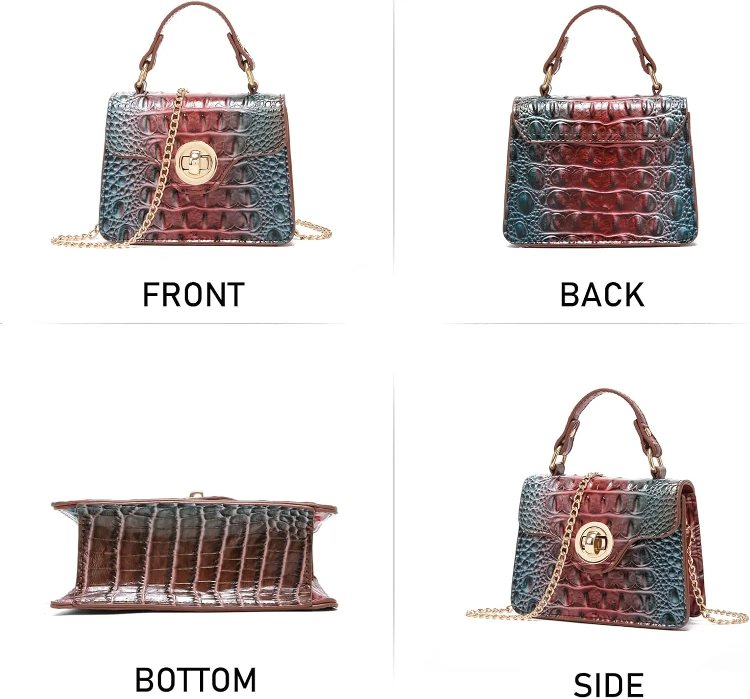 Chic Women Crocodile Leather bags Mini Top-Handle Clutch Compact Evening Bag Stylish Accessory for Essentials