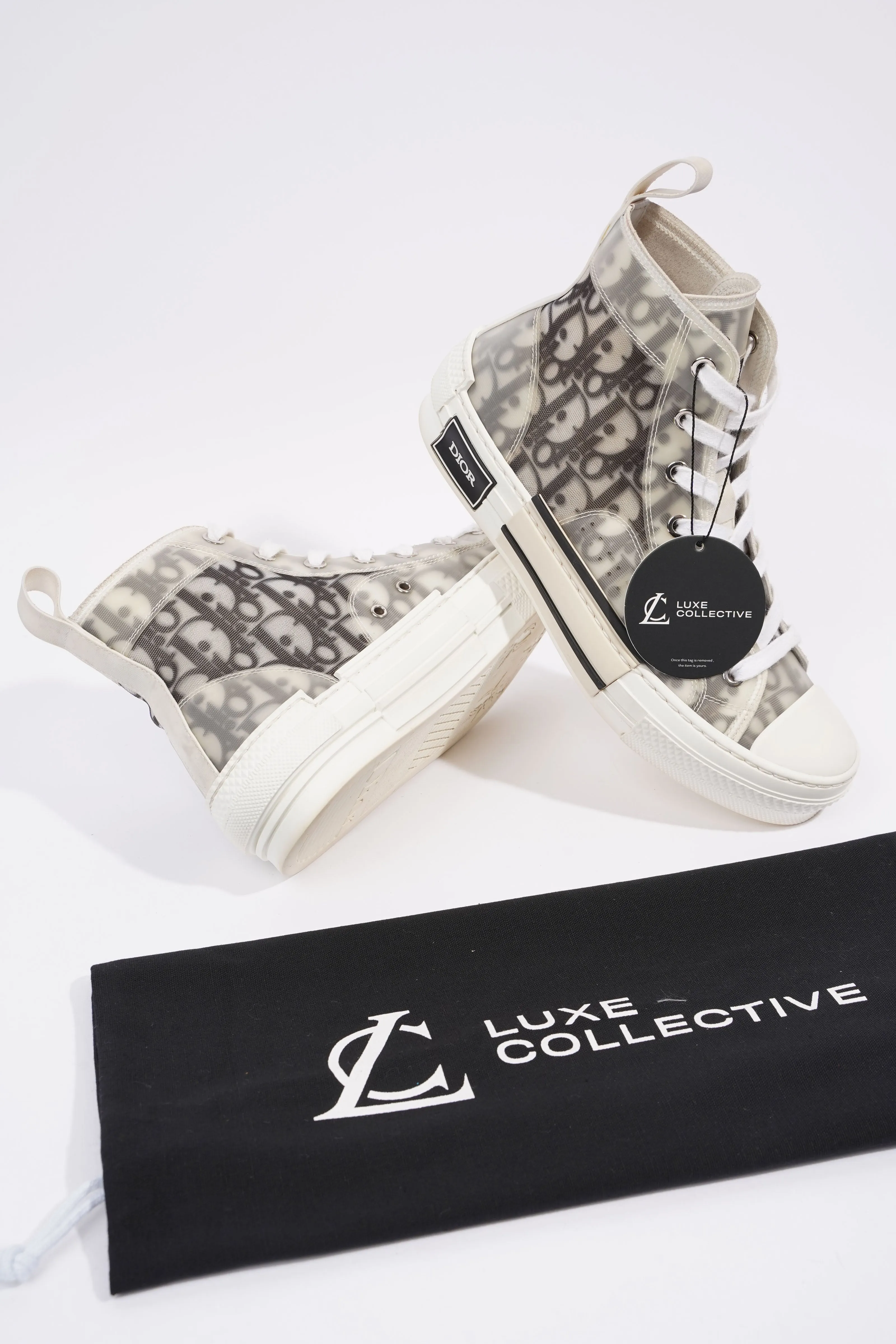 Christian Dior B23 Hightops White / Black Oblique Rubber EU 37 UK 4
