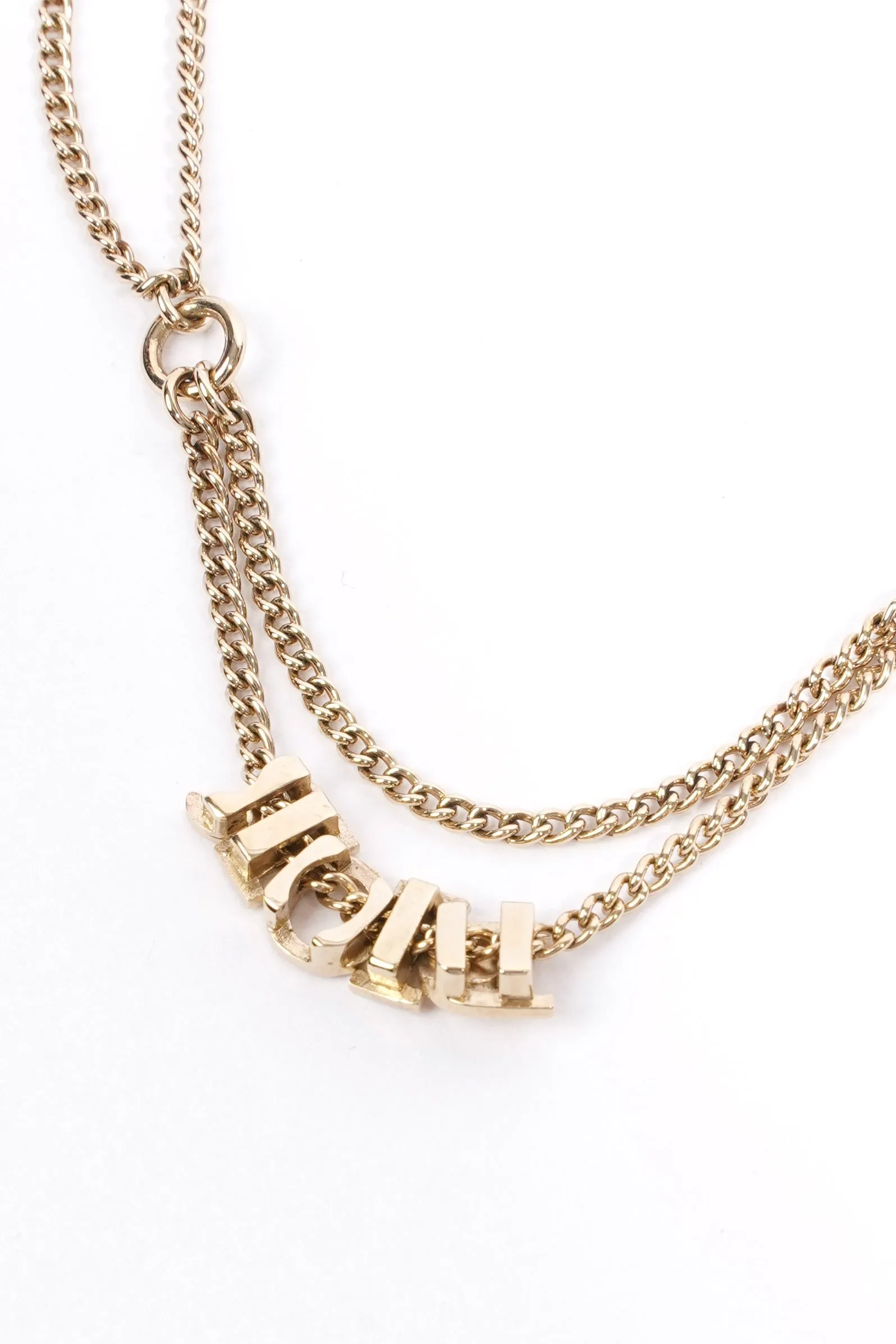 Christian Dior DIOR Diamond Logo Necklace Gold Base Metal