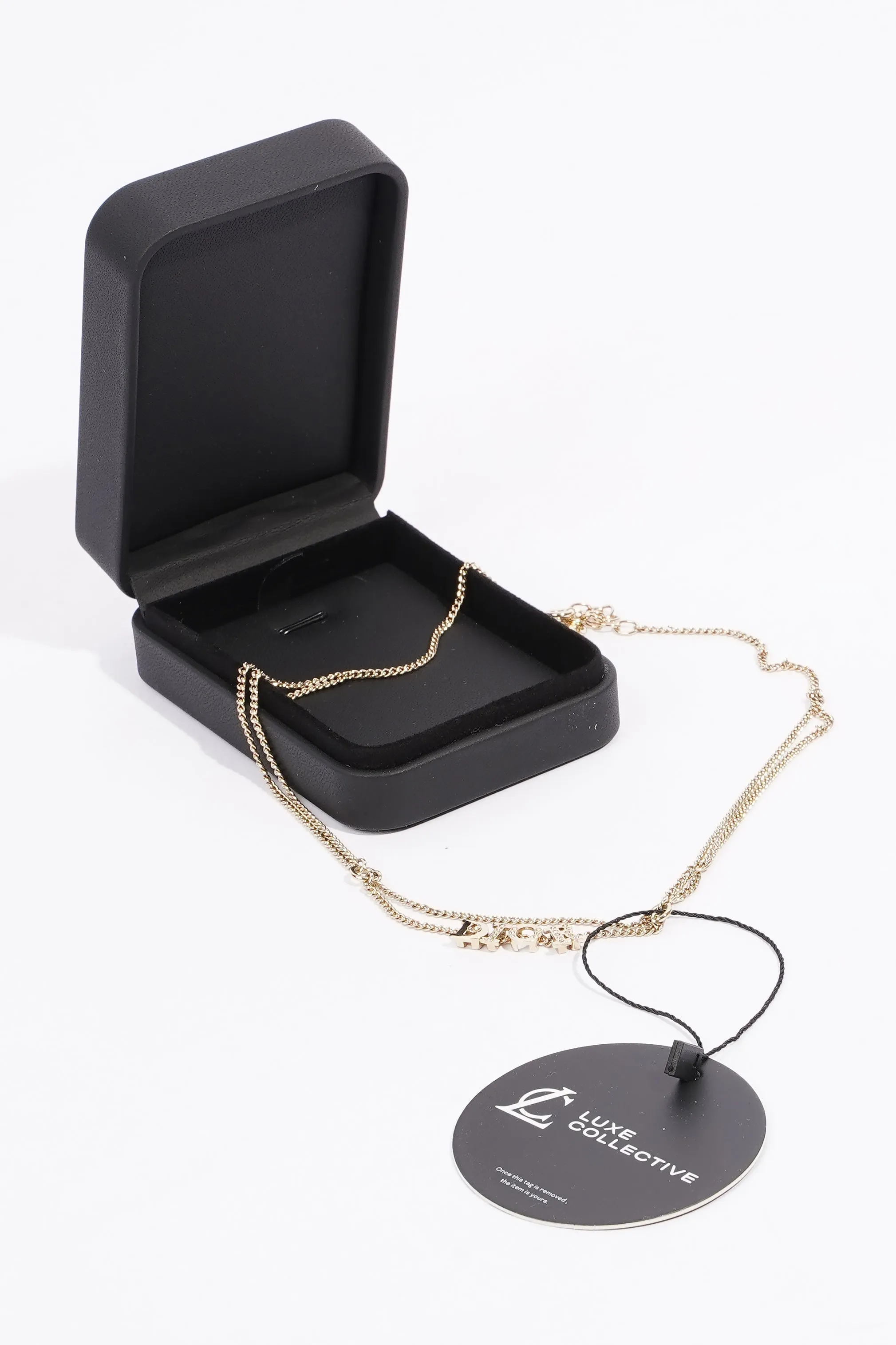 Christian Dior DIOR Diamond Logo Necklace Gold Base Metal
