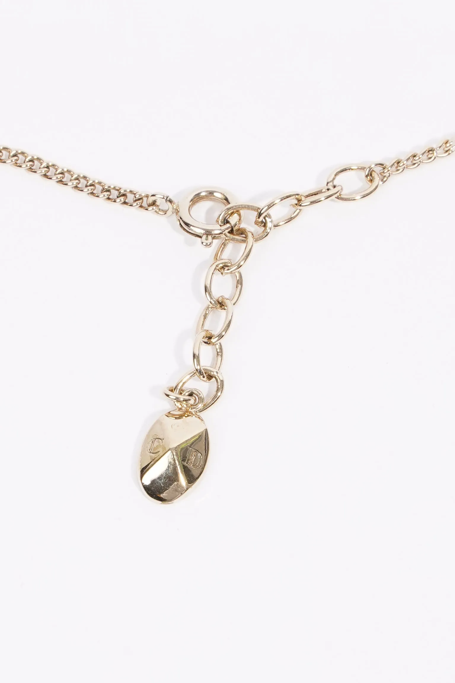 Christian Dior DIOR Diamond Logo Necklace Gold Base Metal
