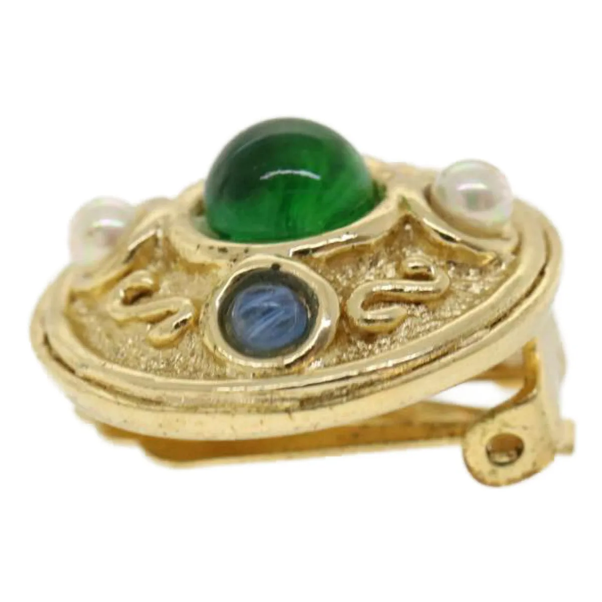 CHRISTIAN DIOR Earring metal Gold Auth am3562