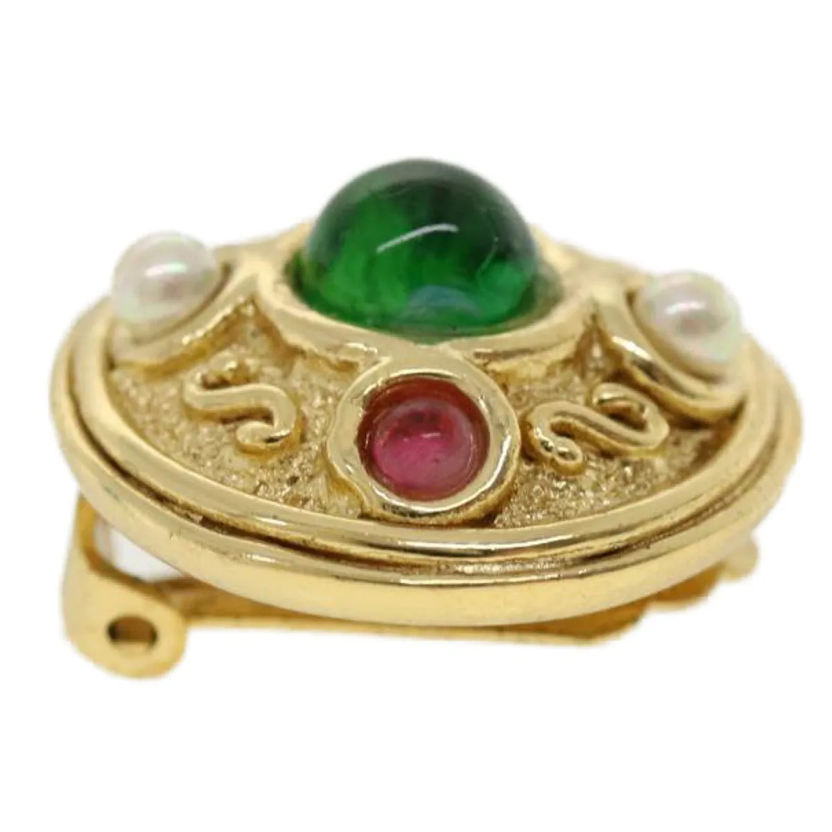 CHRISTIAN DIOR Earring metal Gold Auth am3562