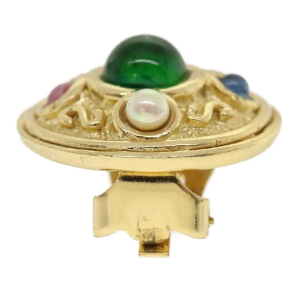 CHRISTIAN DIOR Earring metal Gold Auth am3562
