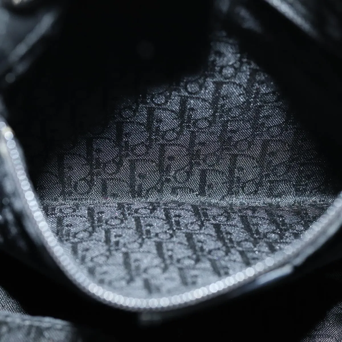 CHRISTIAN DIOR Lady Dior Canage Hand Bag Lamb Skin Black Auth hk1282