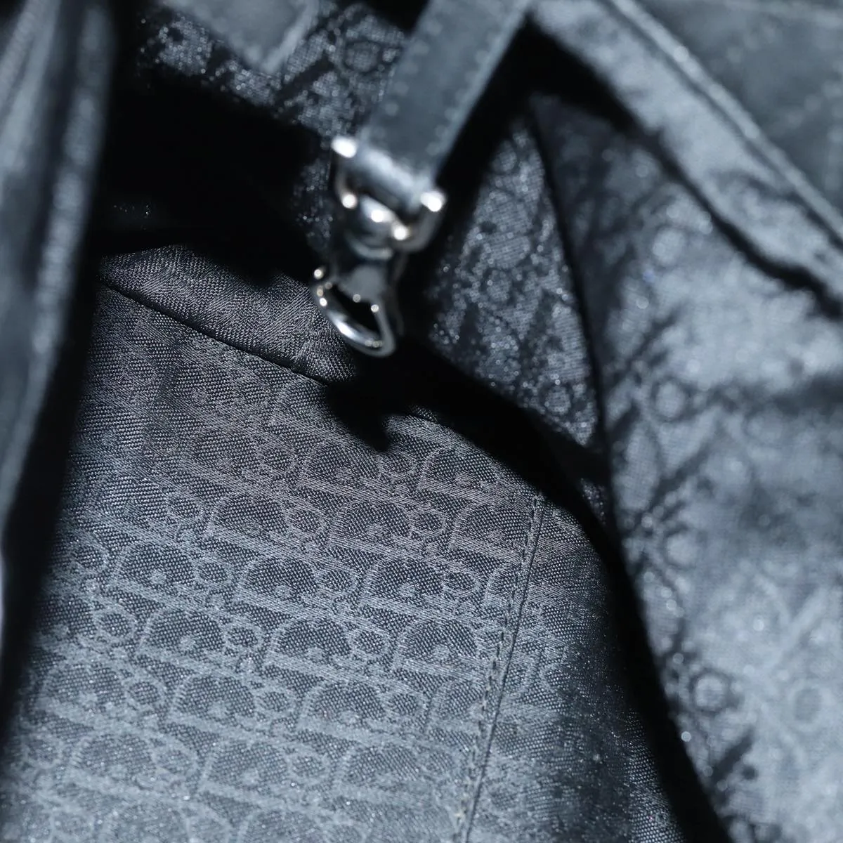 CHRISTIAN DIOR Lady Dior Canage Hand Bag Lamb Skin Black Auth hk1282