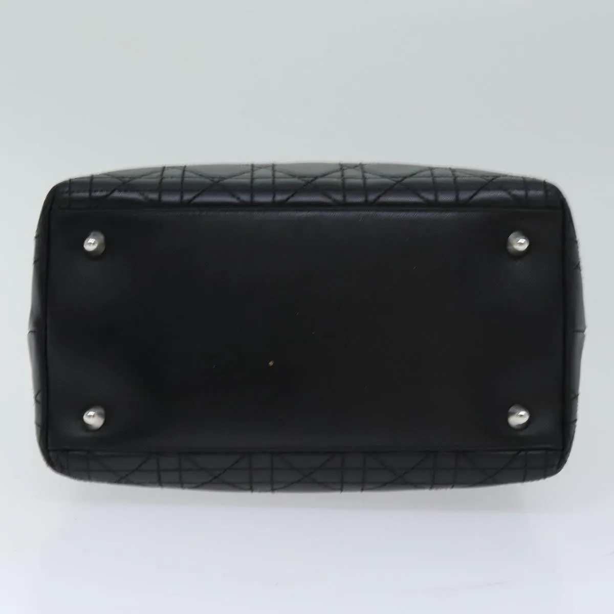 CHRISTIAN DIOR Lady Dior Canage Hand Bag Lamb Skin Black Auth hk1282
