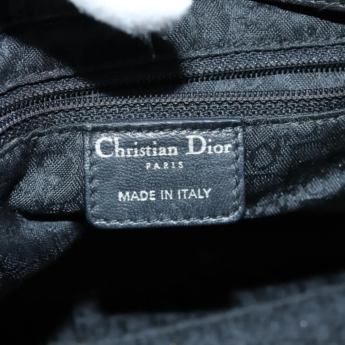 CHRISTIAN DIOR Lady Dior Canage Hand Bag Lamb Skin Black Auth hk1282
