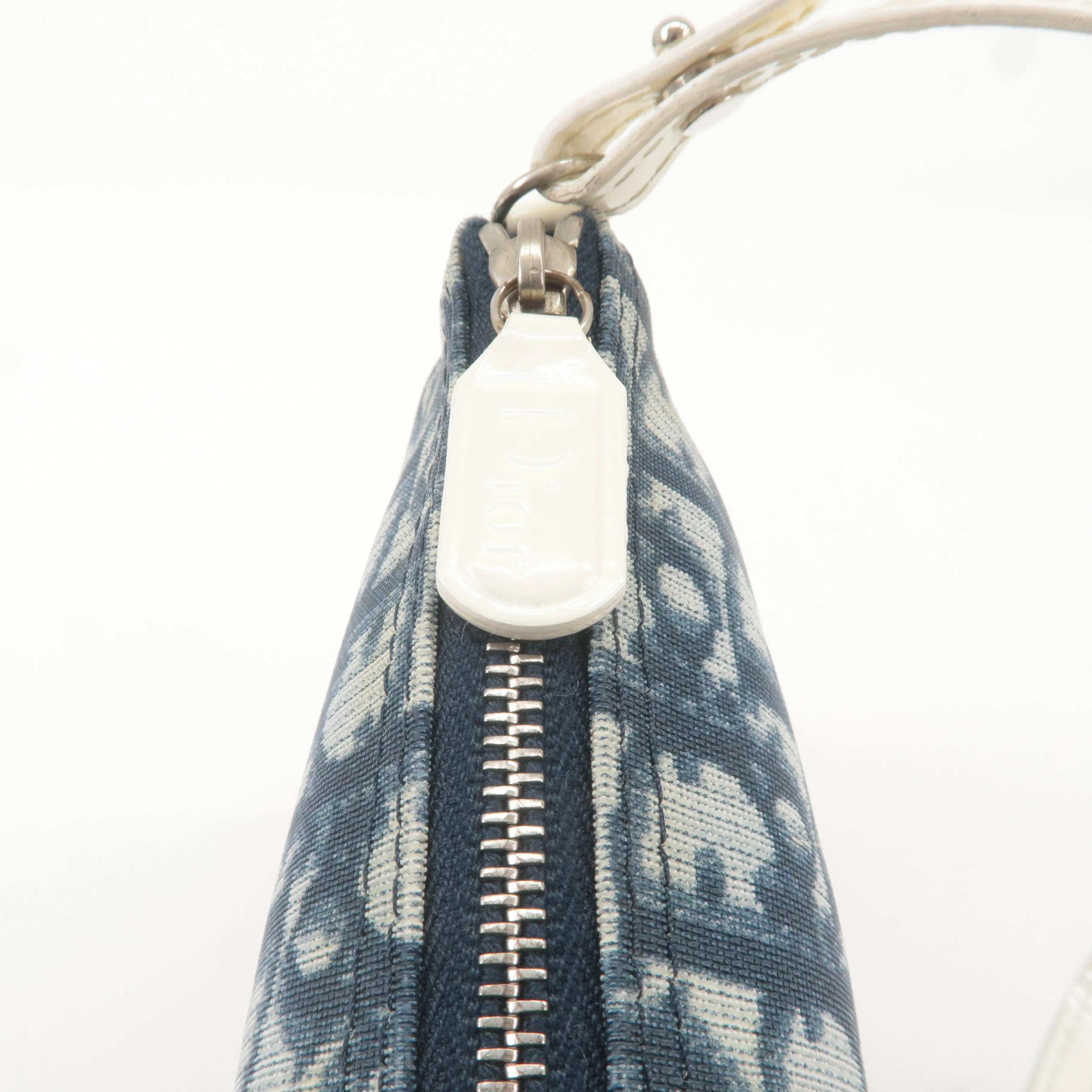 Christian Dior Saddle Bag Trotter PVC Enamel Pouch Navy White