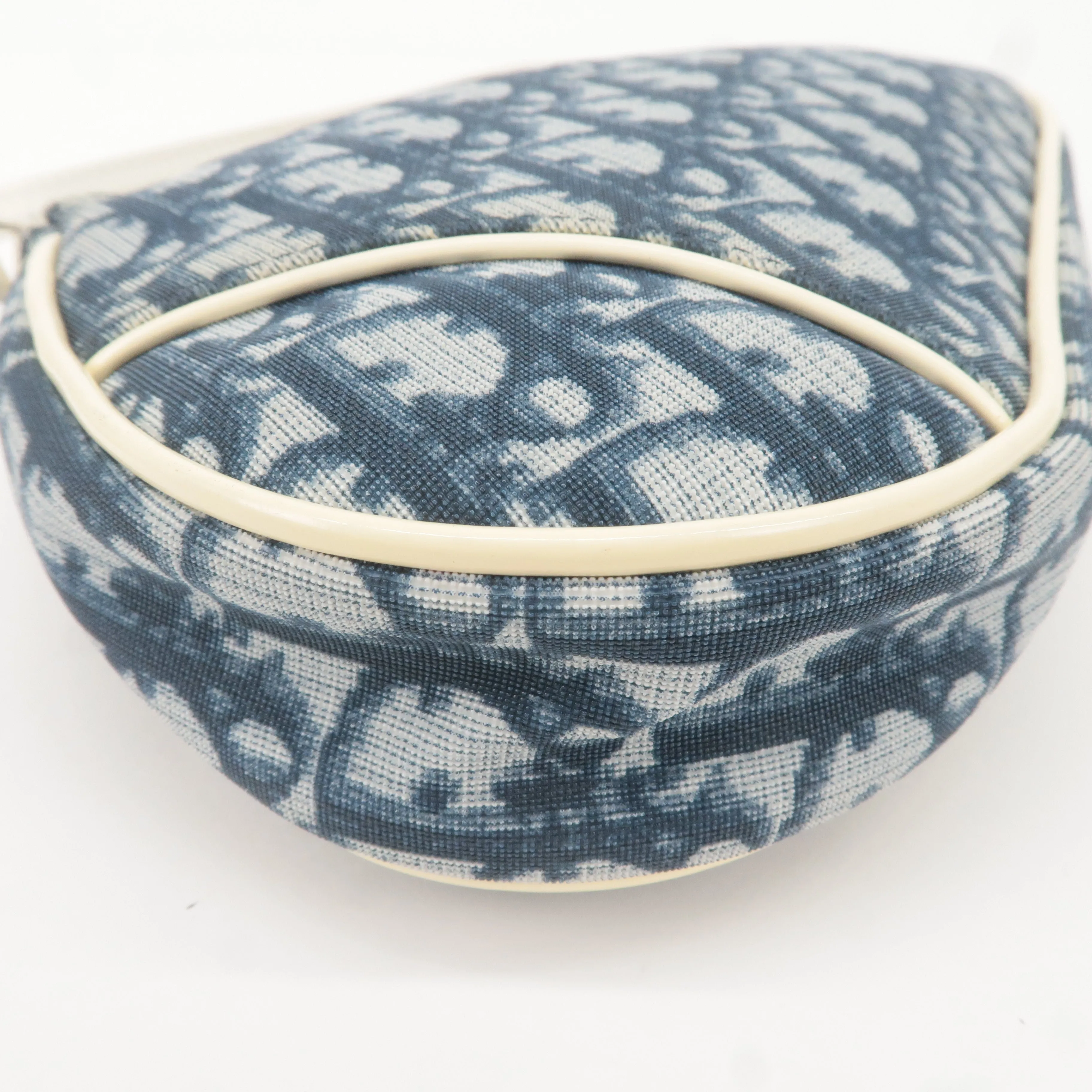 Christian Dior Saddle Bag Trotter PVC Enamel Pouch Navy White
