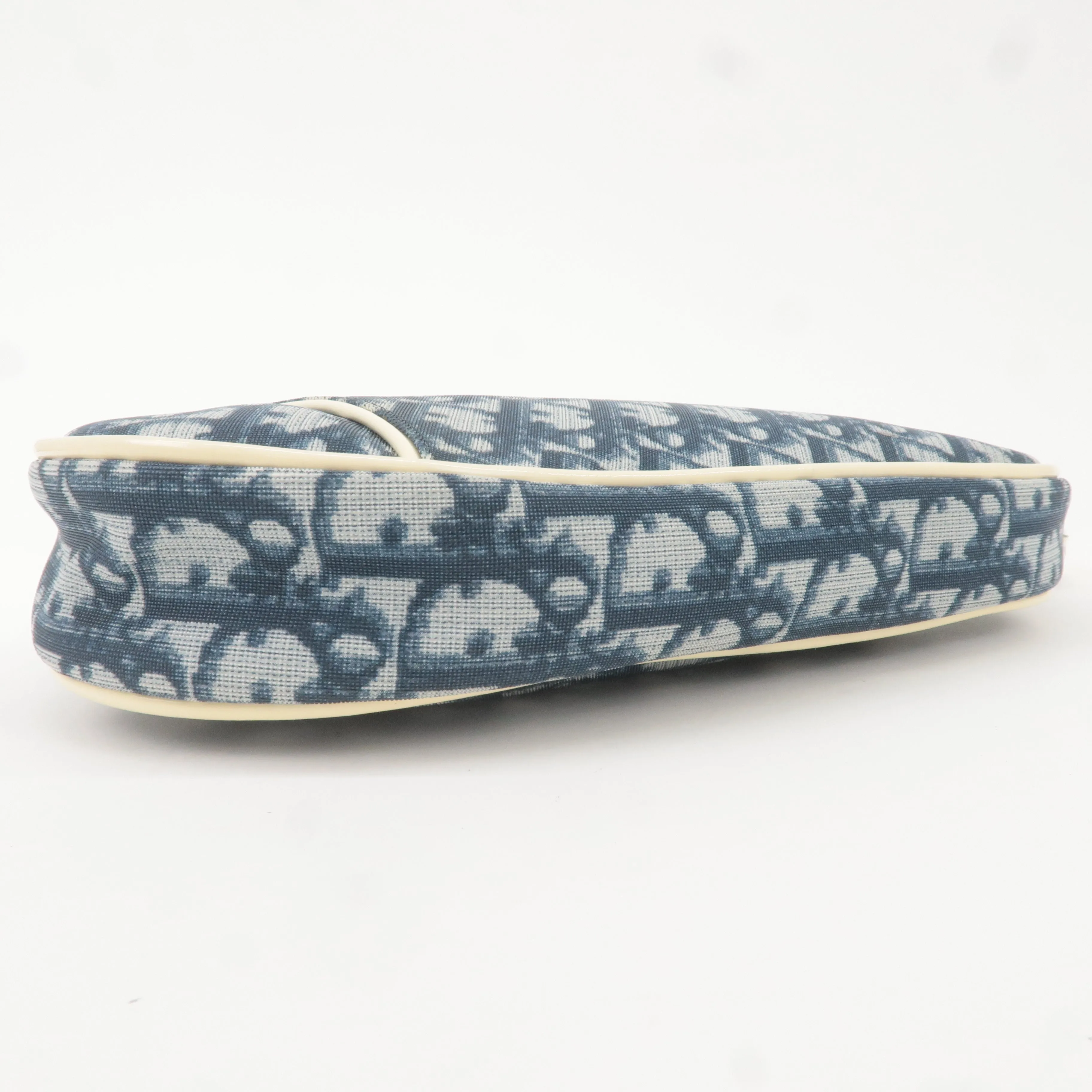 Christian Dior Saddle Bag Trotter PVC Enamel Pouch Navy White