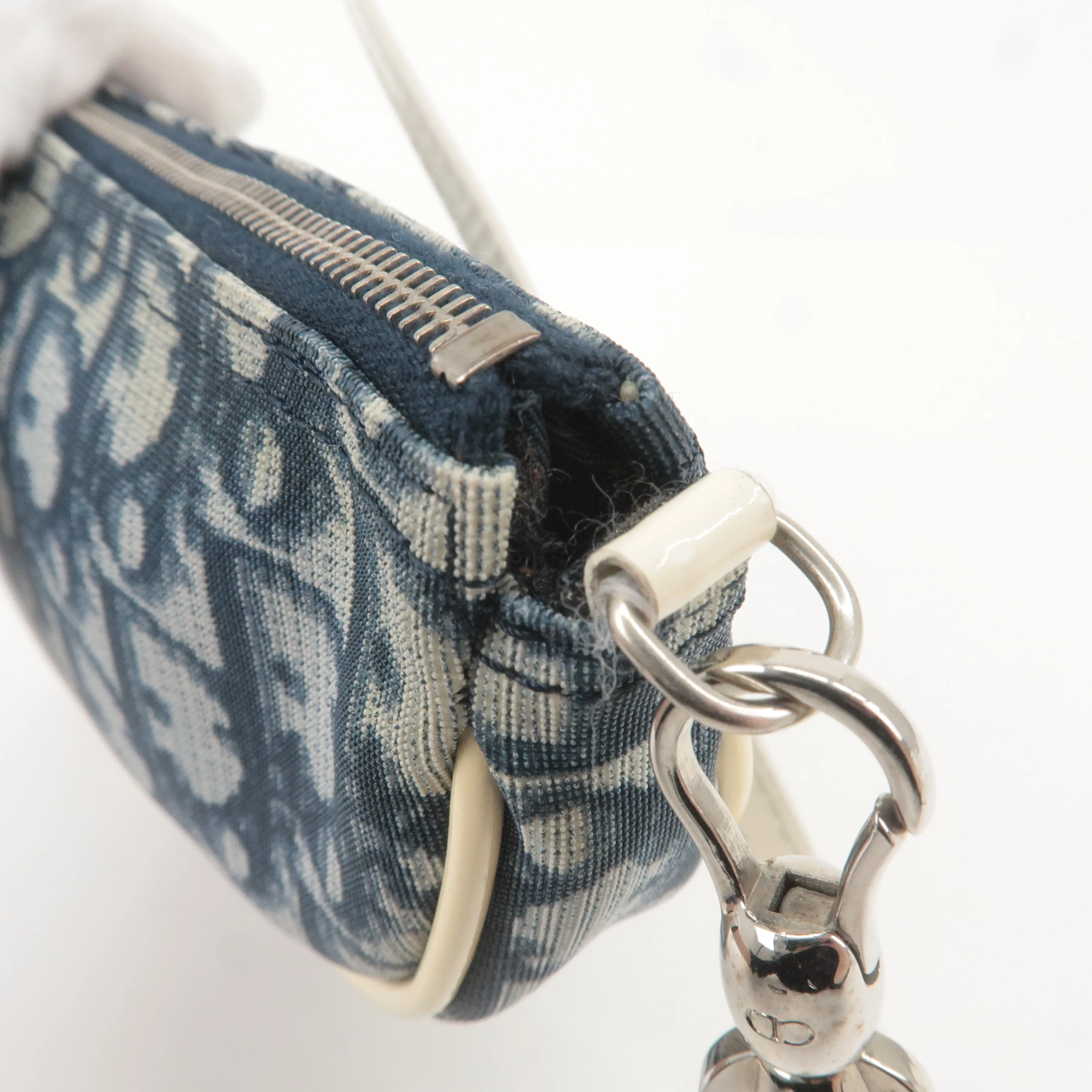 Christian Dior Saddle Bag Trotter PVC Enamel Pouch Navy White