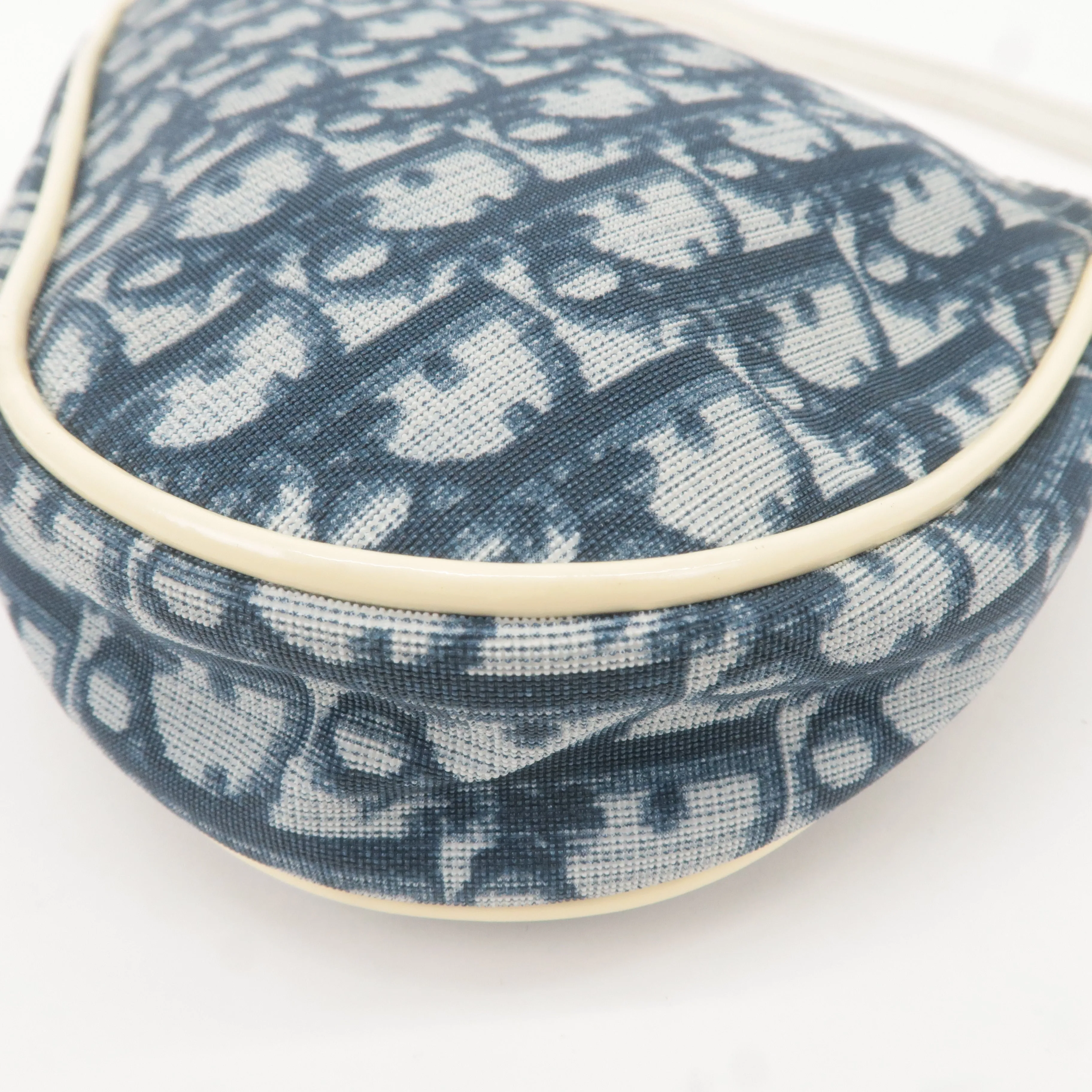 Christian Dior Saddle Bag Trotter PVC Enamel Pouch Navy White