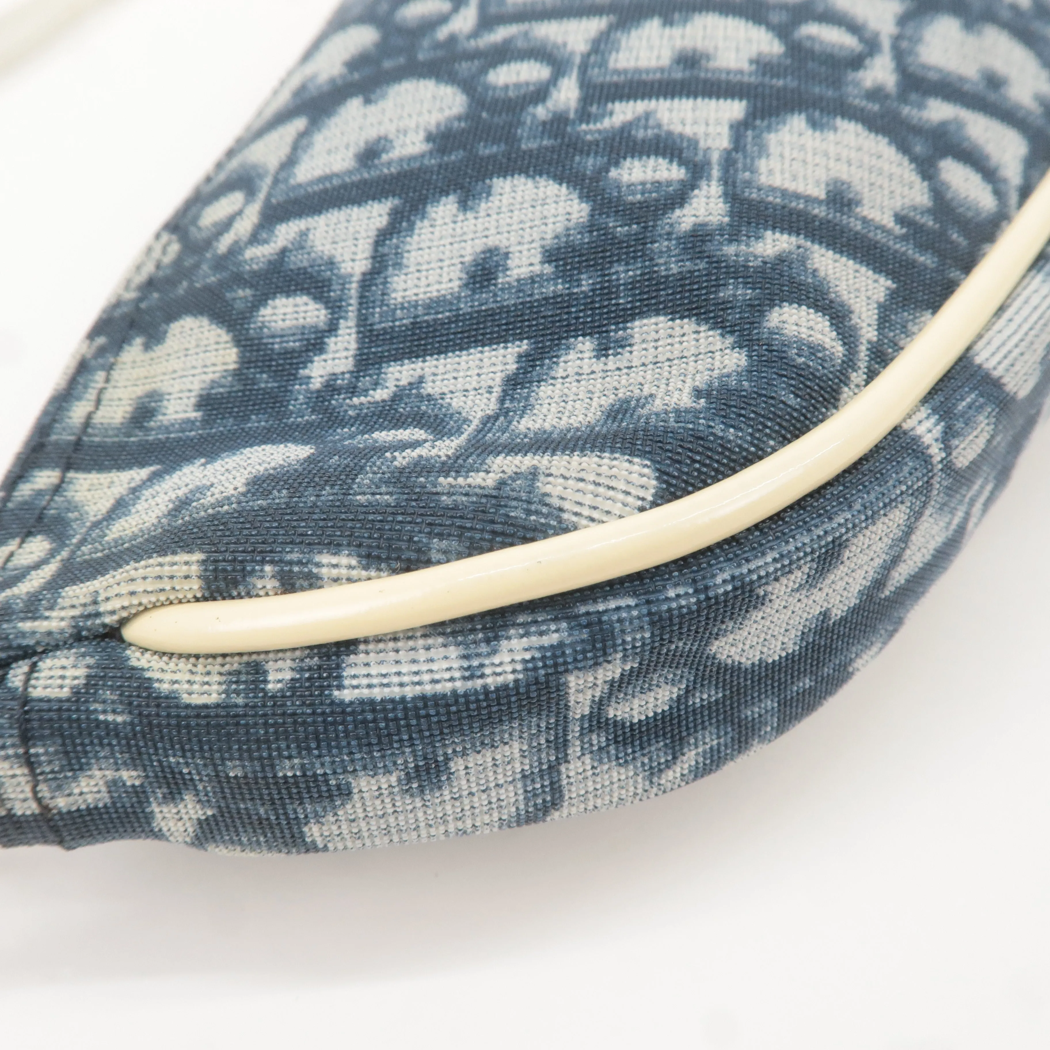 Christian Dior Saddle Bag Trotter PVC Enamel Pouch Navy White