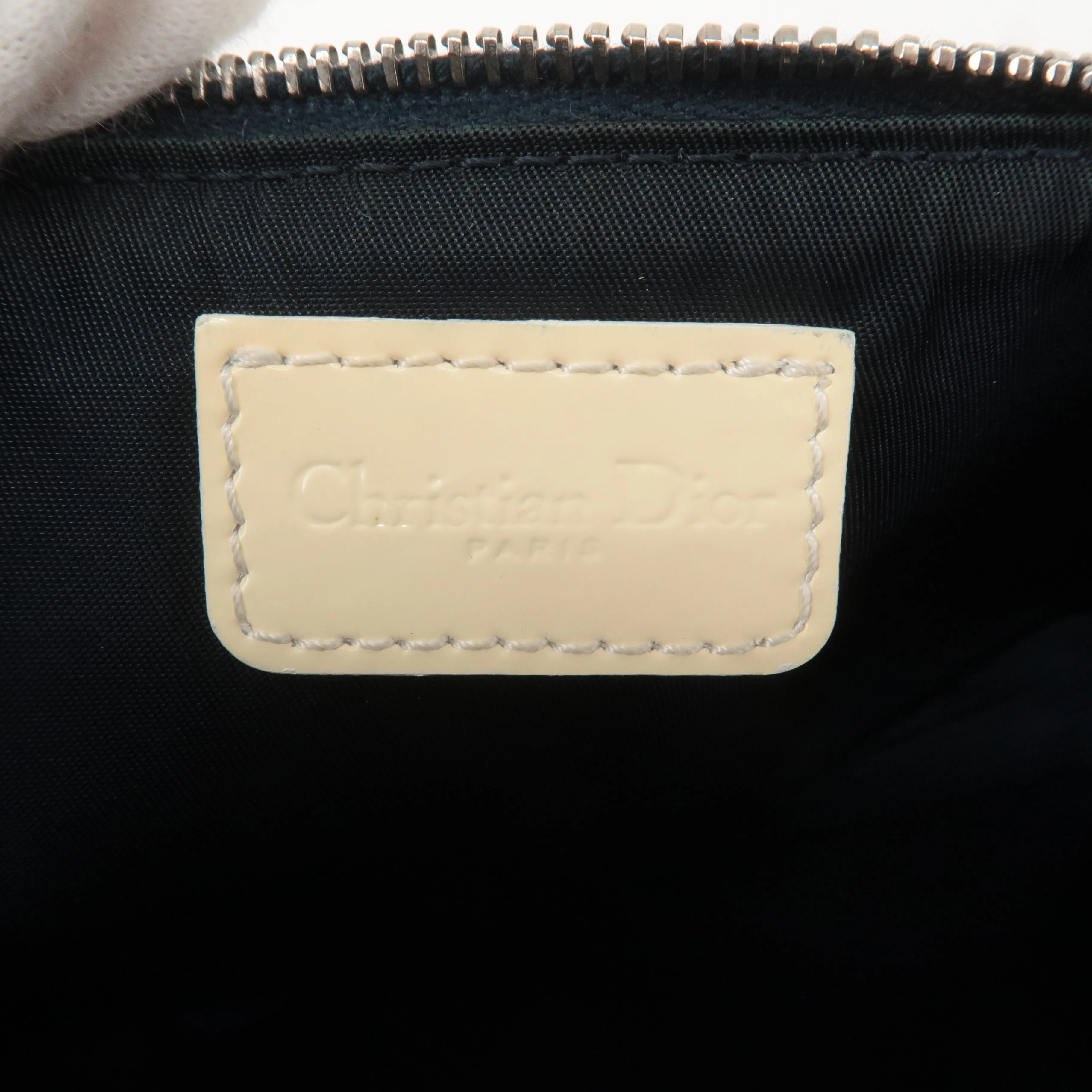 Christian Dior Saddle Bag Trotter PVC Enamel Pouch Navy White