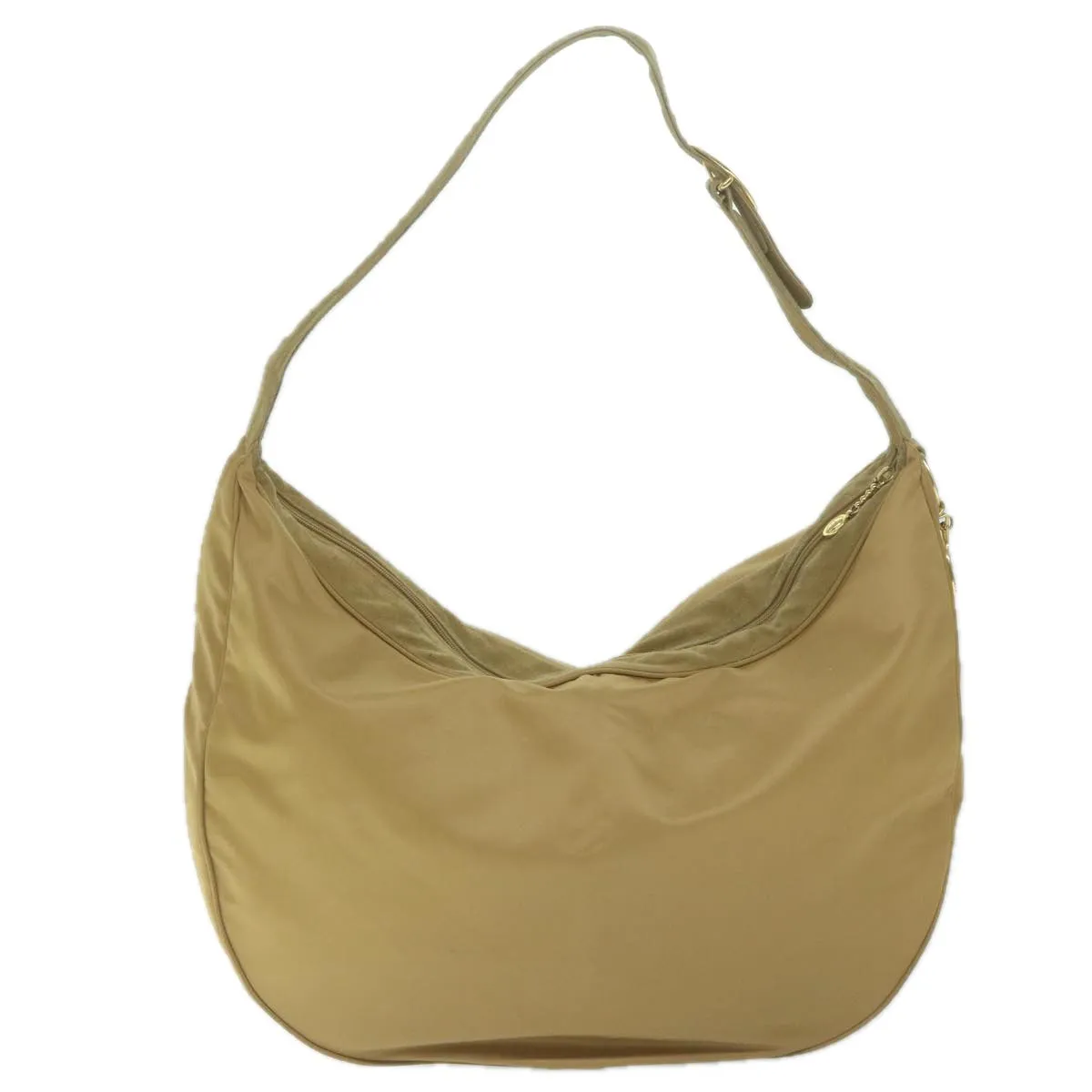 CHRISTIAN DIOR Shoulder Bag Nylon Beige Auth bs10499