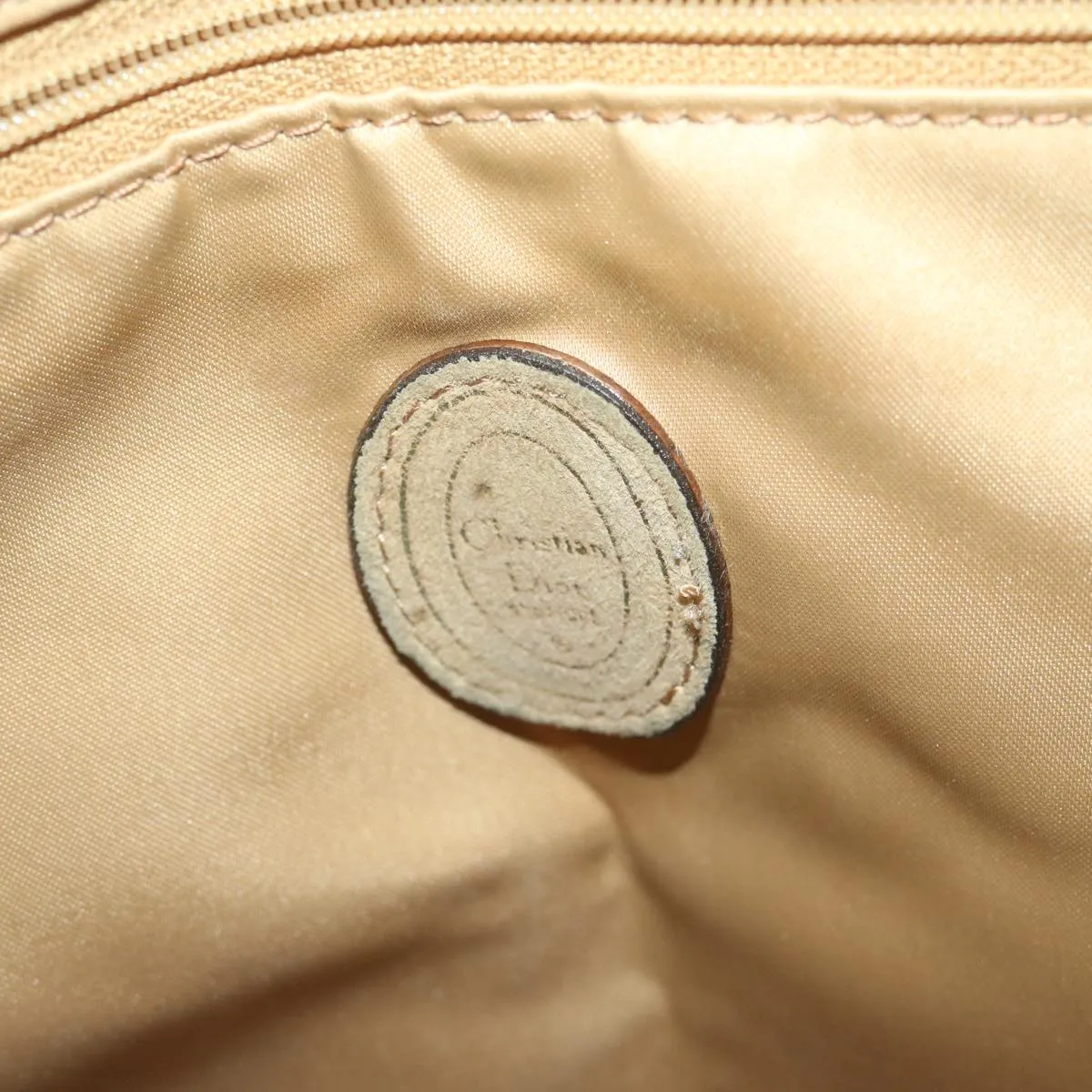 CHRISTIAN DIOR Shoulder Bag Nylon Beige Auth bs10499