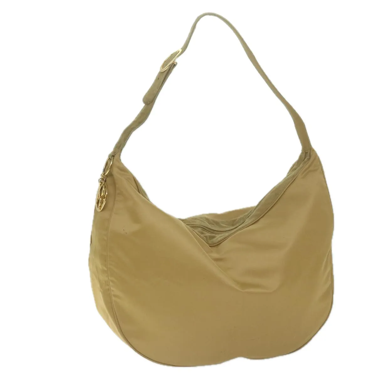 CHRISTIAN DIOR Shoulder Bag Nylon Beige Auth bs10499