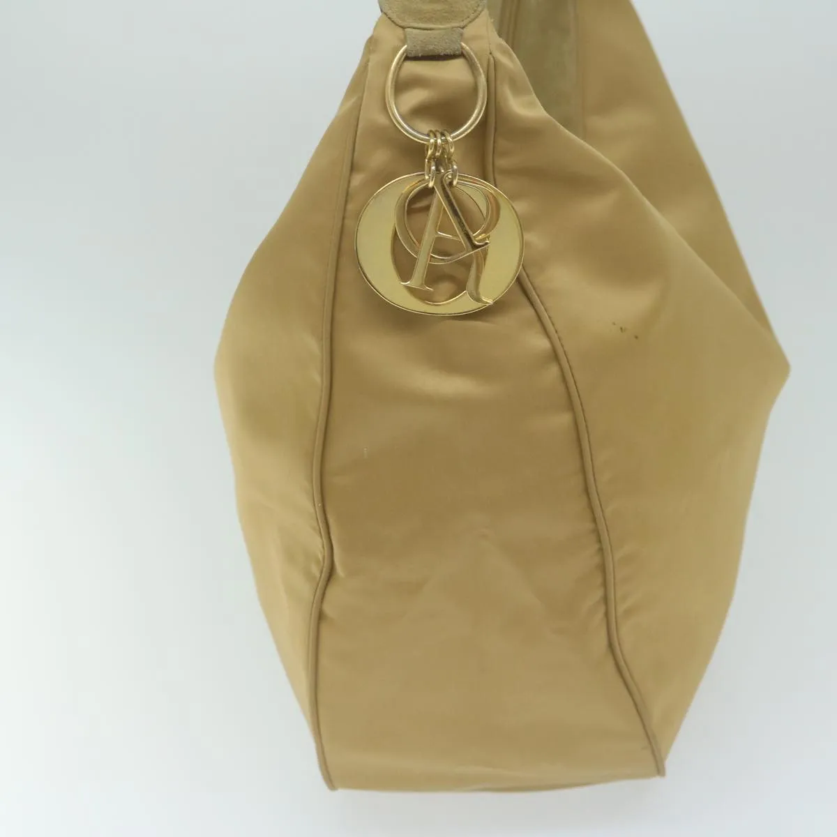 CHRISTIAN DIOR Shoulder Bag Nylon Beige Auth bs10499
